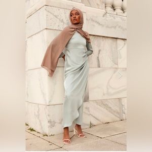 NISWA FASHION ADRIANNA RUCHED MAXI DRESS - SKY